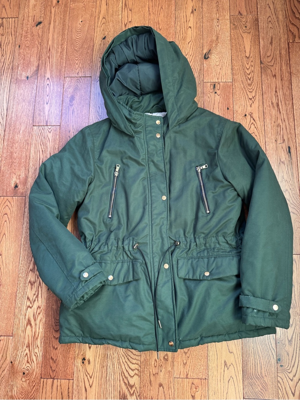 Pull&Bear Deep Green Hooded Puffer Jacket